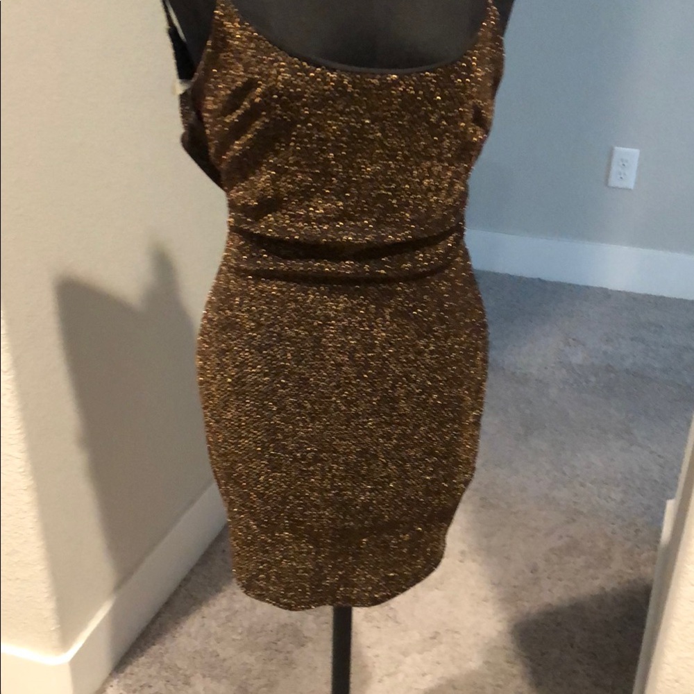 Papermoon Gold Sequin Mini Dress Spaghetti Strap Bodycon
